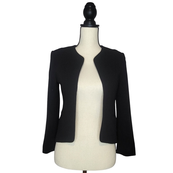 Wilfred Aritzia Blazer Black Open Front Round Neckline Side Slit Pockets Size 0 - Picture 1 of 10